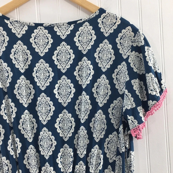 Matilda Jane Blue Pink Geo Print Tassel Romper Womens‎ Large Short Sleeve Boho - Picture 6 of 12